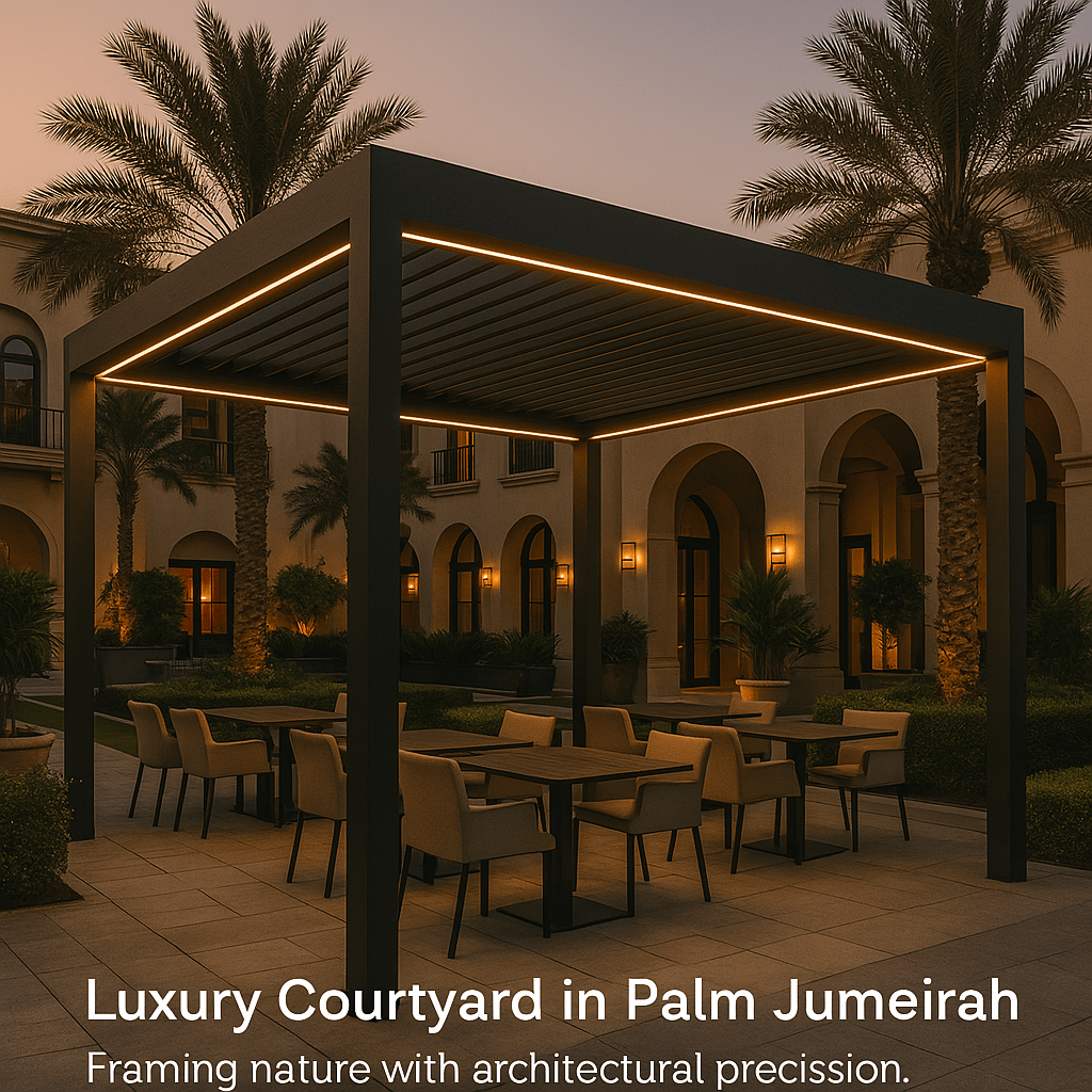 LED lighting and smart control in Louvered Pergola