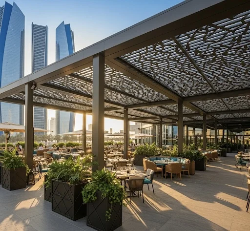 aluminum pergolas are ideal for restaurants